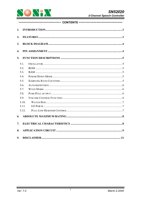 SN52000 Datasheet PDF Sonix Technology Co., Ltd