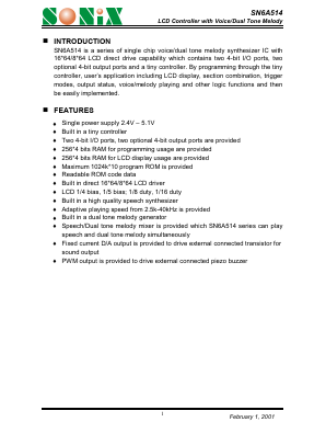 SN6A514 Datasheet PDF Sonix Technology Co., Ltd