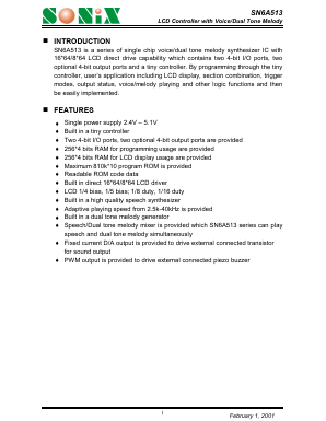 SN6A513 Datasheet PDF Sonix Technology Co., Ltd