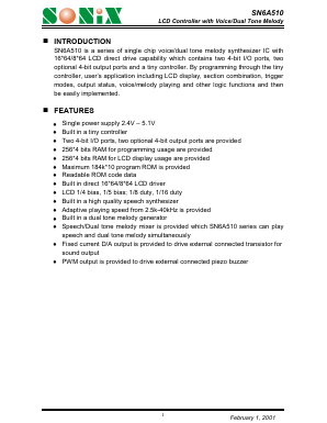 SN6A510 Datasheet PDF Sonix Technology Co., Ltd