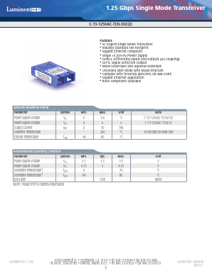 C-13-1250AC-T-SSC2D Datasheet PDF Source Photonics, Inc.