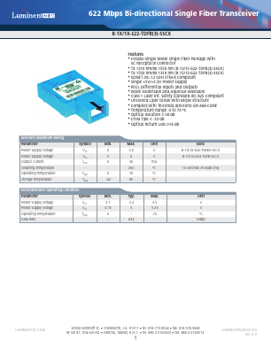 B-15-13-622-TDFB-SSC Datasheet PDF Source Photonics, Inc.