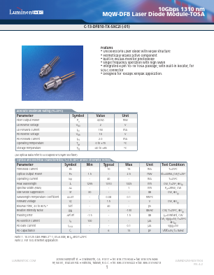 C-13-DFB10-TX-SXC2I Datasheet PDF Source Photonics, Inc.