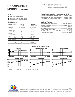 TR6476 Datasheet PDF Spectrum Microwave, Inc.