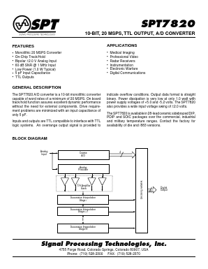 SPT7820AIJ Datasheet PDF Signal Processing Technologies