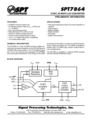 SPT7864 Datasheet PDF Signal Processing Technologies