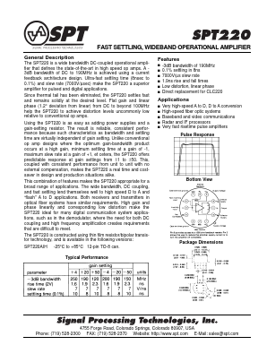 SPT220 Datasheet PDF Signal Processing Technologies