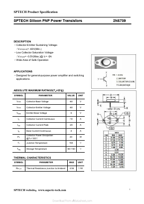 2N5739 Datasheet PDF Shenzhen SPTECH Microelectronics Co., Ltd.