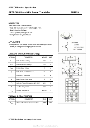 2N5629 Datasheet PDF Shenzhen SPTECH Microelectronics Co., Ltd.