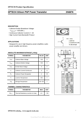 2N5676 Datasheet PDF Shenzhen SPTECH Microelectronics Co., Ltd.
