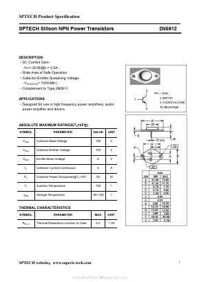 2N5611 Datasheet PDF Shenzhen SPTECH Microelectronics Co., Ltd.