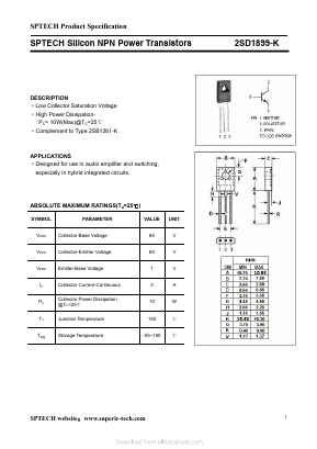 2SD1899-K Datasheet PDF Shenzhen SPTECH Microelectronics Co., Ltd.