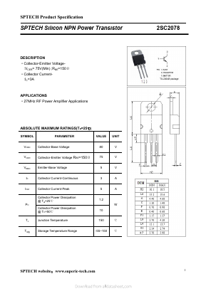 C2078 Datasheet PDF Shenzhen SPTECH Microelectronics Co., Ltd.