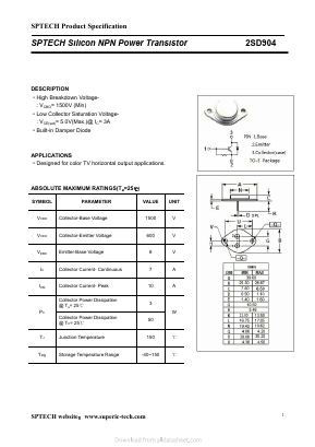 2SD904 Datasheet PDF Shenzhen SPTECH Microelectronics Co., Ltd.