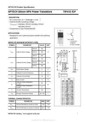 TIP41E Datasheet PDF Shenzhen SPTECH Microelectronics Co., Ltd.