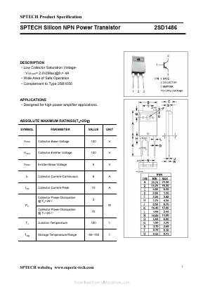 2SD1486R Datasheet PDF Shenzhen SPTECH Microelectronics Co., Ltd.