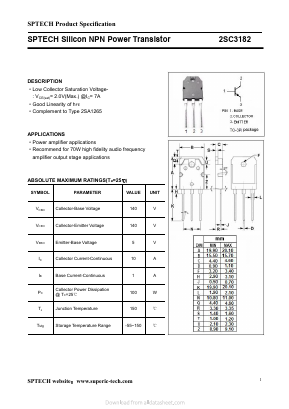 C3182 Datasheet PDF Shenzhen SPTECH Microelectronics Co., Ltd.