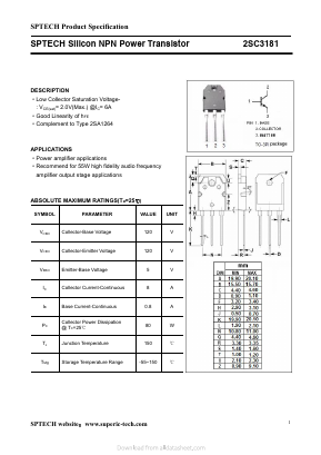 C3181 Datasheet PDF Shenzhen SPTECH Microelectronics Co., Ltd.