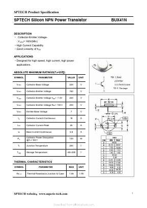 BUX41N Datasheet PDF Shenzhen SPTECH Microelectronics Co., Ltd.