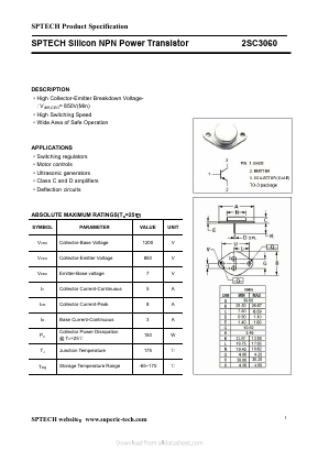 2SC3060 Datasheet PDF Shenzhen SPTECH Microelectronics Co., Ltd.