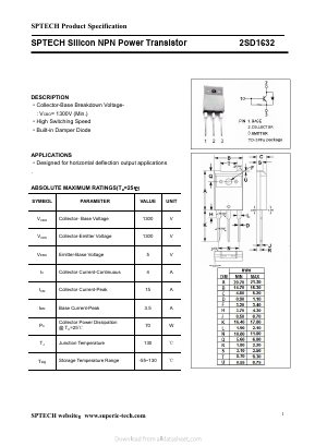 2SD1632 Datasheet PDF Shenzhen SPTECH Microelectronics Co., Ltd.