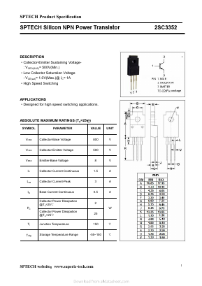 2SC3352 Datasheet PDF Shenzhen SPTECH Microelectronics Co., Ltd.