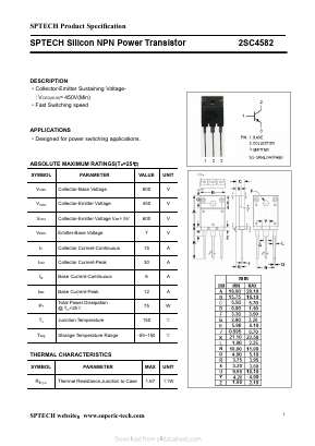 2SC4582 Datasheet PDF Shenzhen SPTECH Microelectronics Co., Ltd.