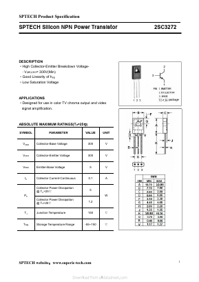 2SC3272 Datasheet PDF Shenzhen SPTECH Microelectronics Co., Ltd.