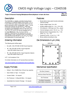 CD4053B Datasheet PDF Silicon Supplies