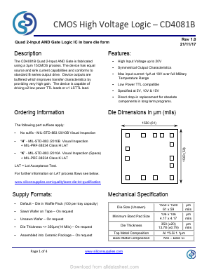 CD4081B Datasheet PDF Silicon Supplies