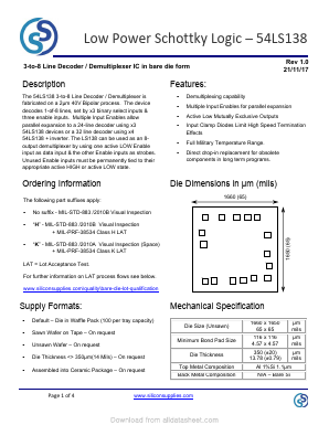 54LS138 Datasheet PDF Silicon Supplies