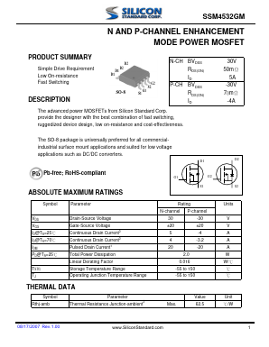 SSM4532GM Datasheet PDF Silicon Standard Corp.