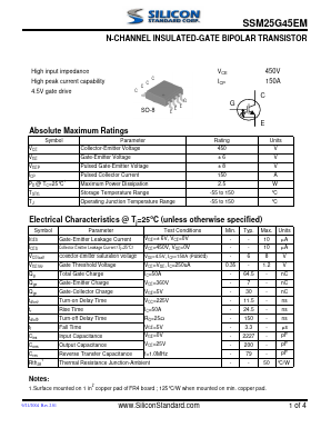 SSM25G45EM Datasheet PDF Silicon Standard Corp.