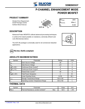 SSM2603GY Datasheet PDF Silicon Standard Corp.