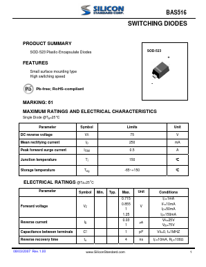 BAS516 Datasheet PDF Silicon Standard Corp.