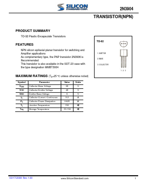 2N3904 Datasheet PDF Silicon Standard Corp.