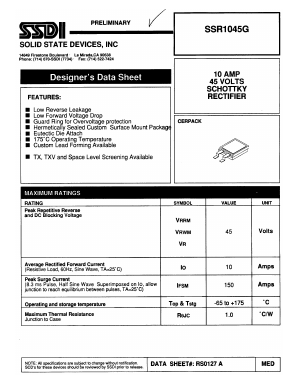 SSR1045G Datasheet PDF Solid State Devices, Inc.