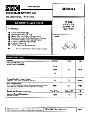 SSR1645Z Datasheet PDF Solid State Devices, Inc.