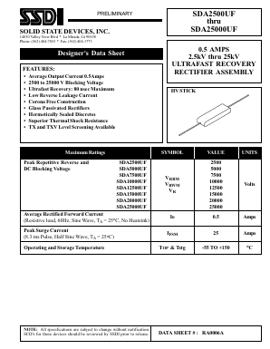 SDA15000UF Datasheet PDF Solid State Devices, Inc.