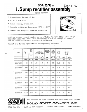 SDA276 Datasheet PDF Solid State Devices, Inc.