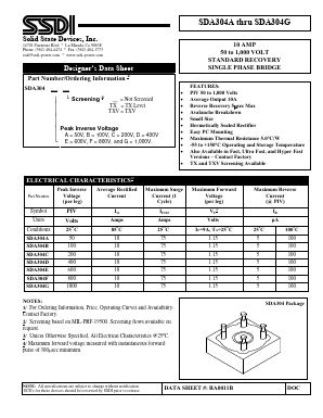 SDA304A Datasheet PDF Solid State Devices, Inc.