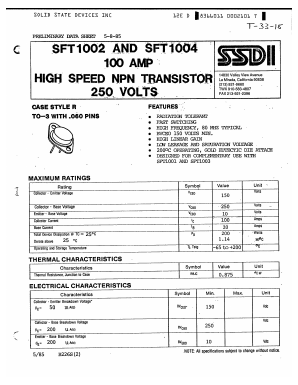 SFT1020 Datasheet PDF Solid State Devices, Inc.