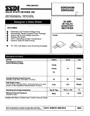 SSR2040M Datasheet PDF Solid State Devices, Inc.