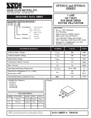 SFT501-G Datasheet PDF Solid State Devices, Inc.