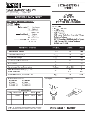 SFT5002 Datasheet PDF Solid State Devices, Inc.