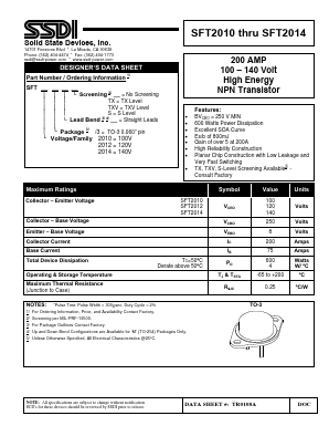 SFT2012 Datasheet PDF Solid State Devices, Inc.