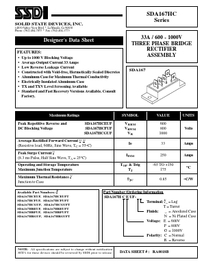 SDA167HC Datasheet PDF Solid State Devices, Inc.