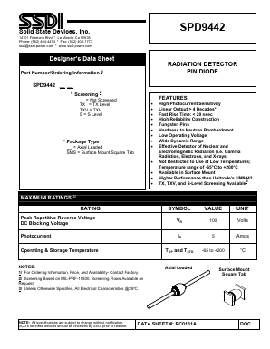 SPD9442 Datasheet PDF Solid State Devices, Inc.