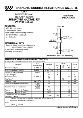 DB3 Datasheet PDF Shanghai Sunrise Electronics