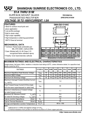 S1A Datasheet PDF Shanghai Sunrise Electronics